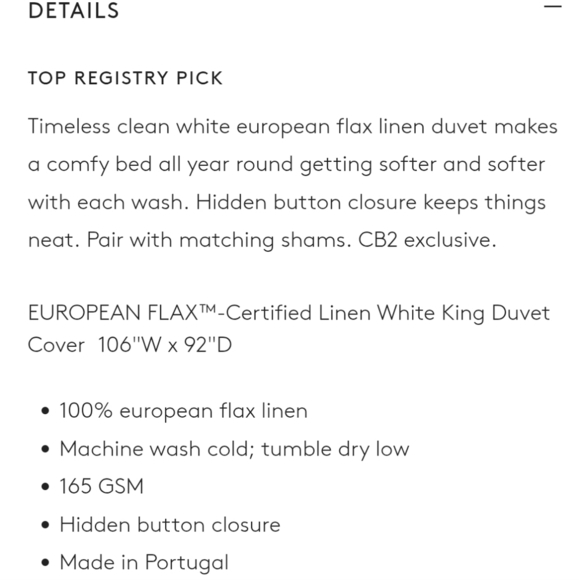 ❤️BUY 2 GET 1 FREE CB2 EUROPEAN FLAX™-Certified Linen White King Duvet Cover - Picture 6 of 12